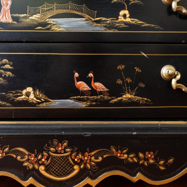 Habersham Black Chinoisere Hand Painted Chest of Drawers | Dresser For Sale - Image 13 of 18