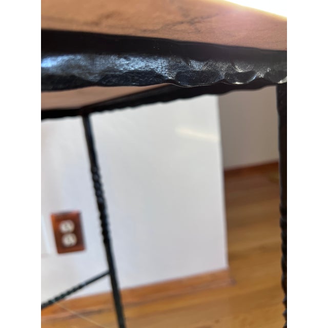 1960s Mediterranean Wrought Iron Marble Side / Occasional Table For Sale - Image 14 of 18