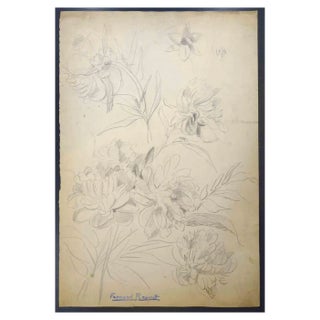 Albert Fernand-Renault, Flowers, Drawing, 1950s For Sale