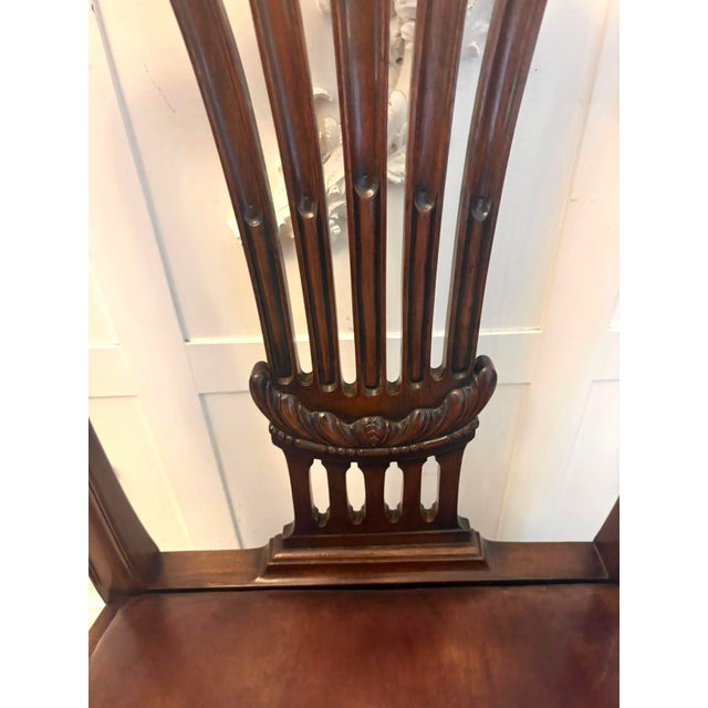 Antique Victorian Hepplewhite Mahogany Shield Back Dining Chairs with Carvers in Tan Leather, 1890, Set of 8 For Sale - Image 18 of 18