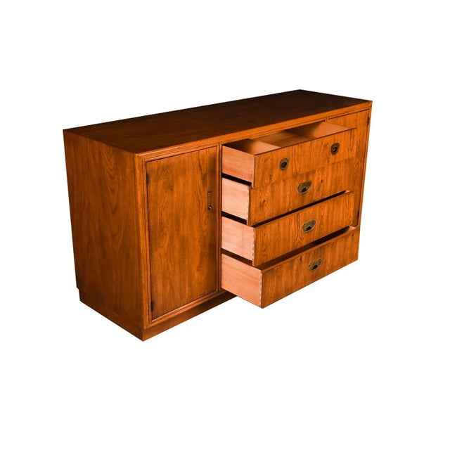 Wood 1960s Mid-Century Boho Drexel “Accolade” Campaign Dresser For Sale - Image 7 of 11