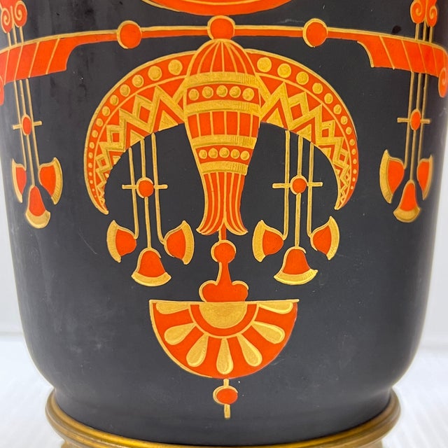 Red Pair 19th Century Egyptian Revival Period Gilt Bronze Vases For Sale - Image 8 of 9