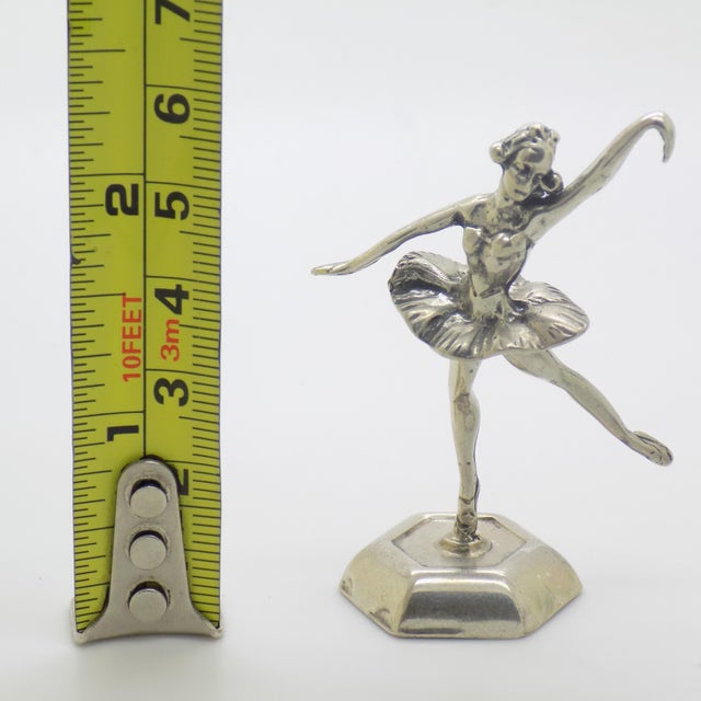 Silver Vintage Italian Handmade Genuine Silver Ballerina / Dancer Figurine Dollhouse Miniature For Sale - Image 8 of 8