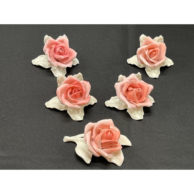 Realism Vintage Porcelain Roses by Karl Ens Volkstedt Germany Pre-Wwii - 5pc Set For Sale - Image 3 of 8