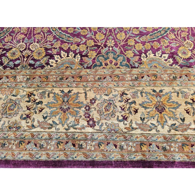 Vintage Oversize Kerman Design Rug in Royal Purple, Green, Cream, Gold, Blue For Sale - Image 11 of 15