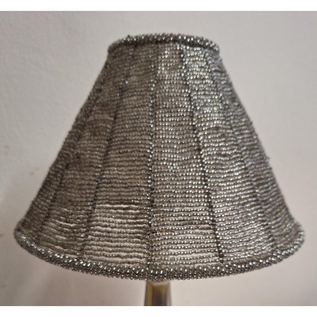 Metal Vintage Metal Table Lamp with Glass Bead Shade, 1970s For Sale - Image 7 of 9