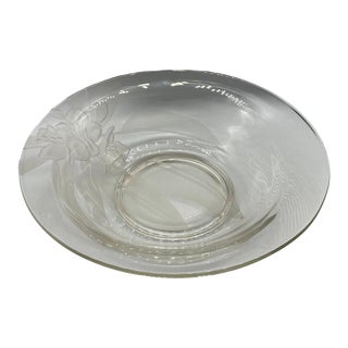 Vintage 1950's Dorothy Thorpe Etched Art Glass Hibiscus Bowl For Sale