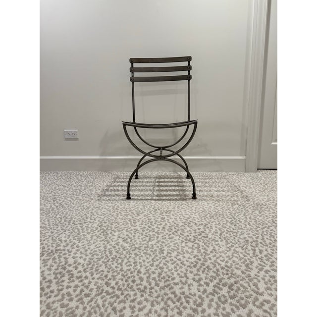 Set of 4 Steel Klismos Curule Dining Chairs, Mid-Century, From Italy For Sale - Image 4 of 12