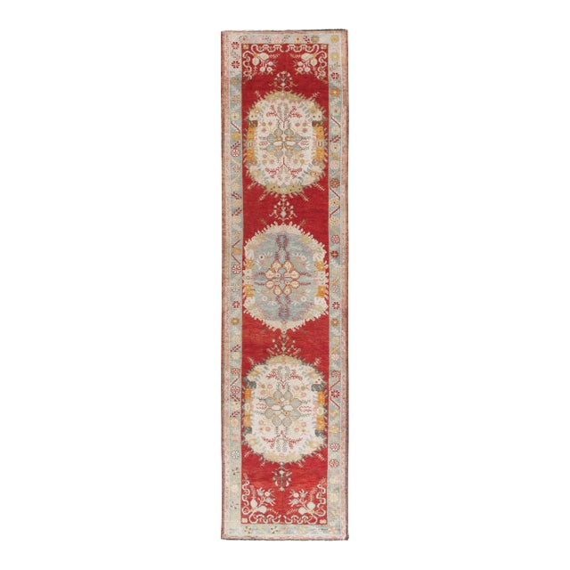 Vintage Circa 1940 Turkish Oushak Runner Rug , 2ft 11in X 11ft 5in For Sale
