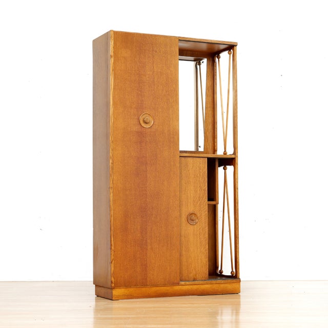1950s Mid Century Gentleman's Oak Armoire For Sale - Image 9 of 9