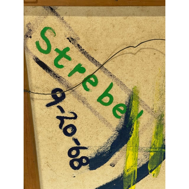 1968 Signed Abstract Figurative Painting in Navy & Emerald Green For Sale - Image 11 of 12