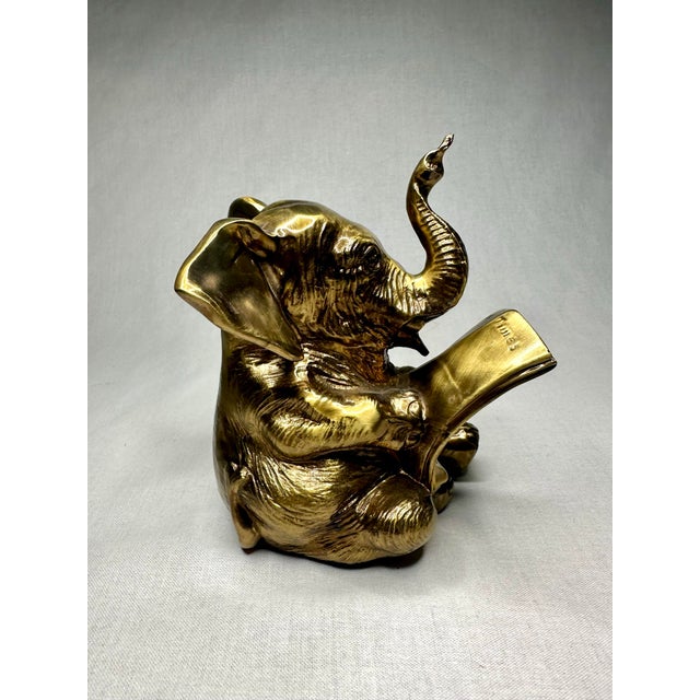Vintage quot Literary quot Elephant Decor Object Solid Brass Chairish