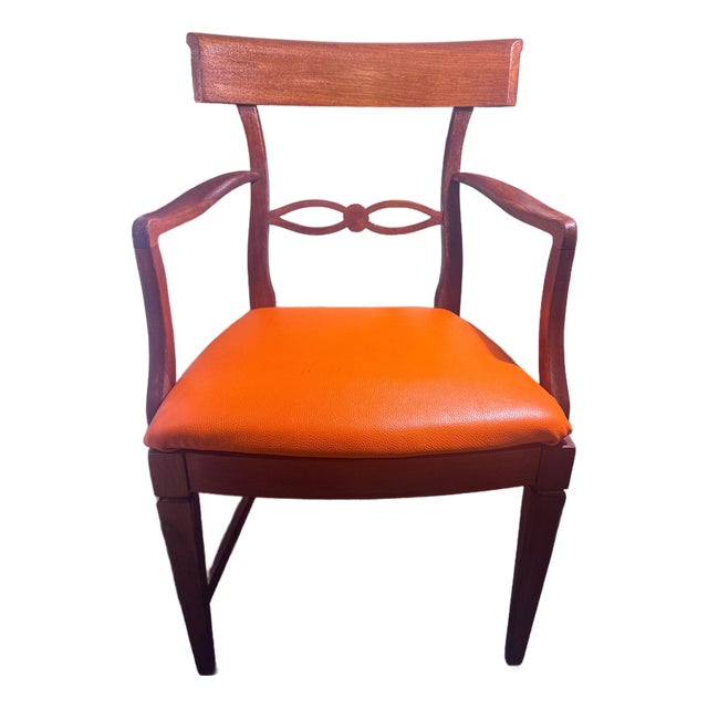 Sculptural Mid-Century Modern Armchair in Burnt Orange For Sale