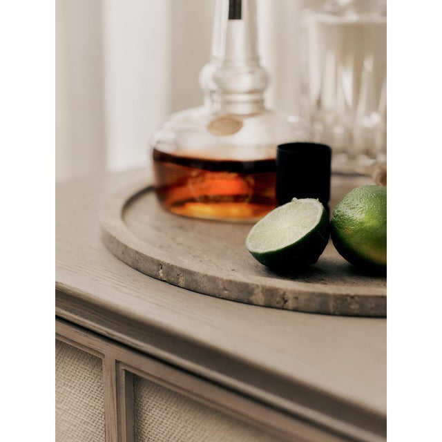 Sutton Round Travertine Tray Set, Grey For Sale - Image 4 of 9