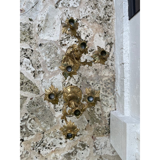 French Mid 19th Century Pair of French Gilt Bronze Four-Light Candelabra – Napoleon III Period Circa For Sale - Image 3 of 8