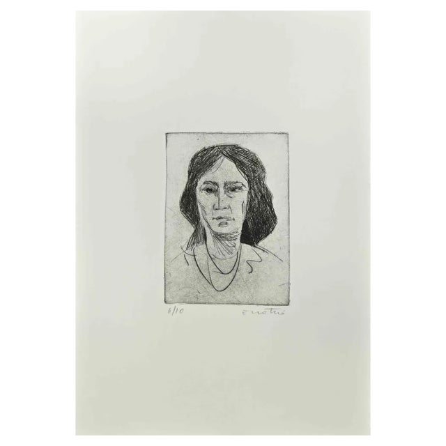 Enotrio Pugliese, Woman, Etching, 1963 For Sale
