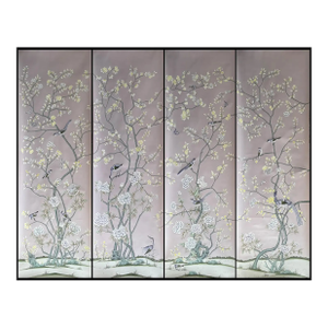 Chinoiserie Mural Hand Painted Floral Wallpapers - 4 Panels