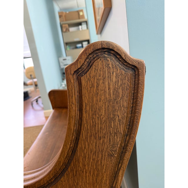 Gothic Tiger Oak Antique Carved Church Bench Pew Seating For Sale - Image 3 of 9