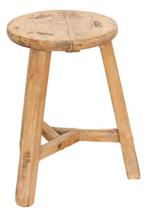 Bleached Wood Vintage Round Stool