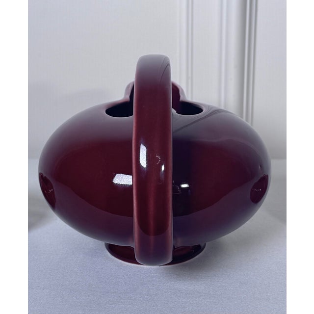 Ceramic Vintage Art Deco Robinson Ransbottom American Art Pottery Burgundy Ceramic Tea Pot Set For Sale - Image 7 of 12