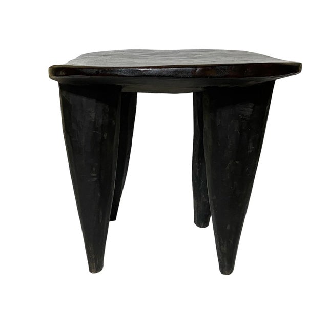 1980s African Carved Wood Senufo Table/Stool 21.25" W For Sale - Image 5 of 10