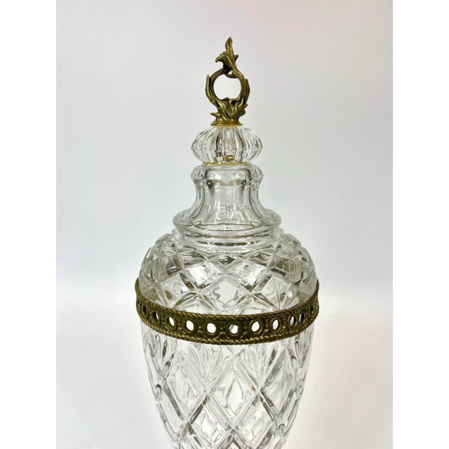 Rococo 1980s Glass and Brass Vessel With Lid For Sale - Image 3 of 5