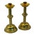 Vintage Brass-Plated Metal Candlesticks With Etched Detail – Pair of Traditional Hollywood Regency Candle Holders For Sale