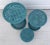 1970s Set of 3 Wicker Rattan Cane Woven Teal Blue Pedestal Stools For Sale - Image 9 of 10