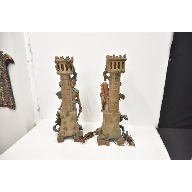 Late 19th Century Monumental Austrian Terracotta Orientalist Lamps - a Pair For Sale - Image 11 of 17