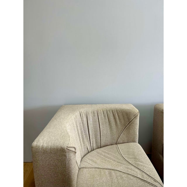 Vintage Modular Armchairs and Coffee Table in Beige and Brown Wool, Germany, 1970s, Set of 6 For Sale - Image 14 of 18