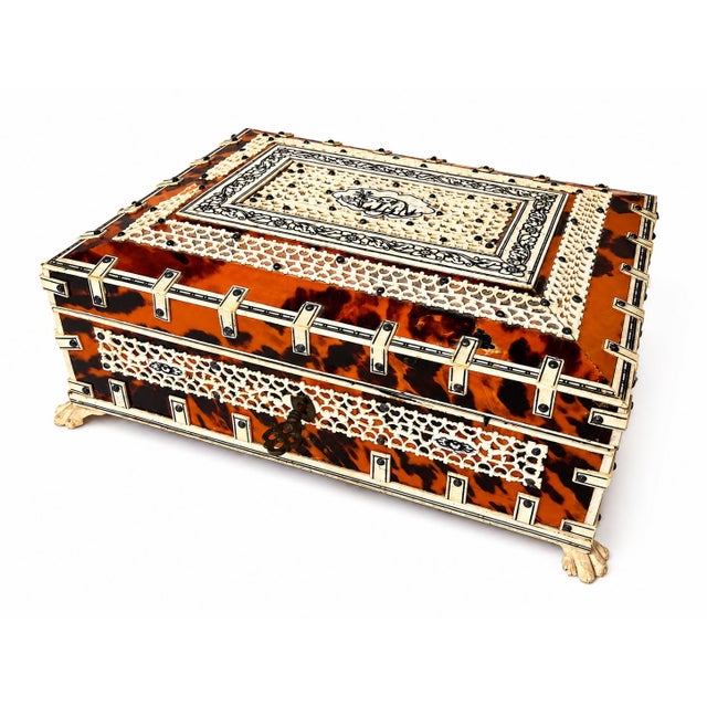 Victorian 19th Century Anglo-Indian Jewelry Box With Elephant Motif Inlay For Sale - Image 3 of 18