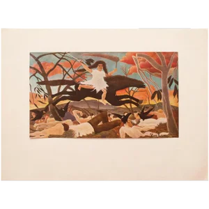 1940s H. Rousseau, Original "War" Swiss Lithograph