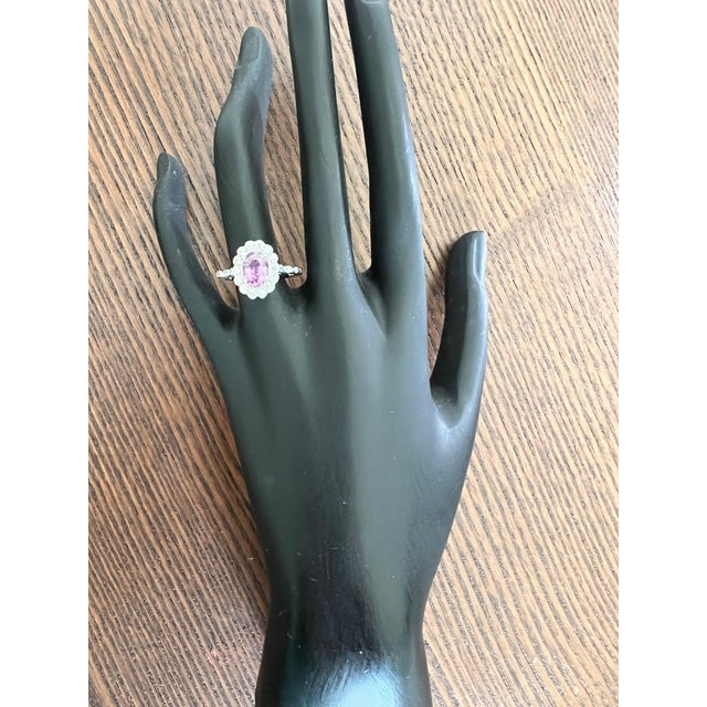 Gia Certified 1.84 Carat Purple Pink Sapphire Diamond 18 Karat White Gold Ring, Size 7 For Sale - Image 4 of 8