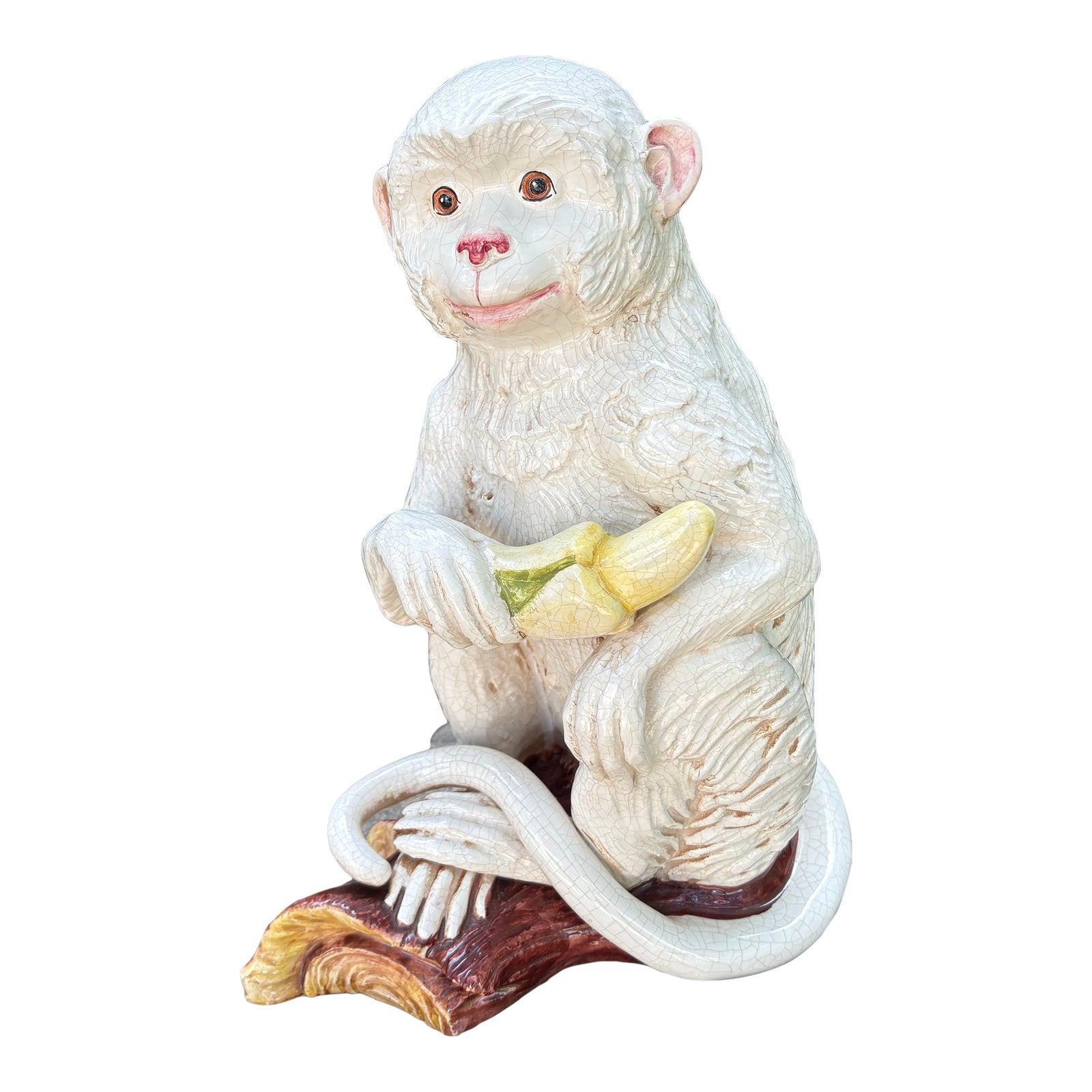1970s Italian Glazed Ceramic Monkey Statue | Chairish