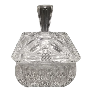 Vintage Pressed Glass Mustard Jelly Square Dining Serving Condiment Dish