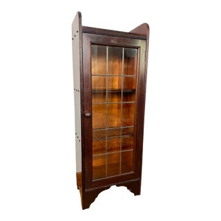 Antique Edwardian Arts & Crafts Narrow Glazed Bookcase C. 1910 For Sale