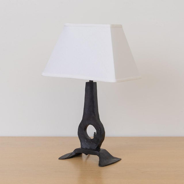 Brutalist 1950s French Heavy Iron Brutalist Lamp For Sale - Image 3 of 12
