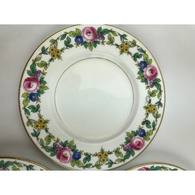 Minton Gilded Rose Lunch Plates Signed, J. Colclough Set of 5 For Sale - Image 9 of 13