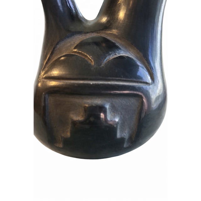 1960s 1960s Signed Rose Gonzalez San Ildefonso Pueblo Carved Blackware Pottery Jar – 8.5 For Sale - Image 5 of 7
