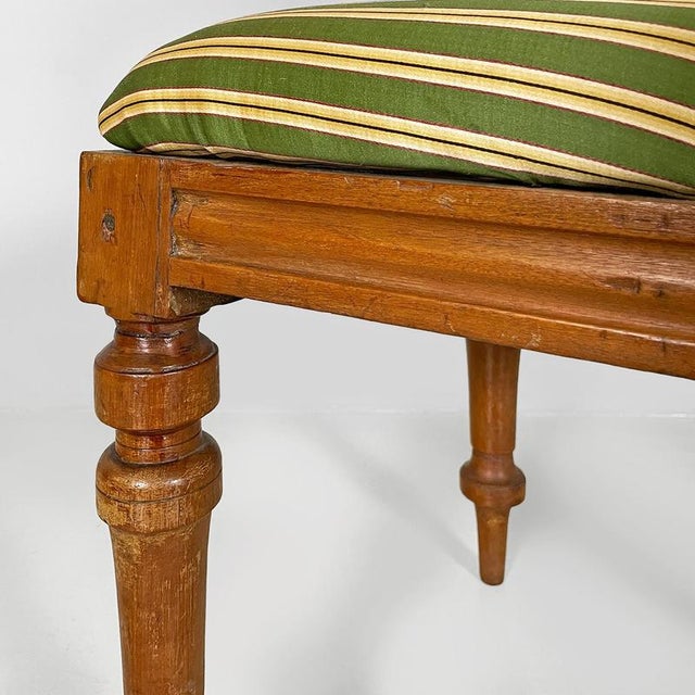 Mid 19th Century Antique Italian Wood and Colored Striped Silk Chairs, 1850s, Set of 4 For Sale - Image 5 of 18