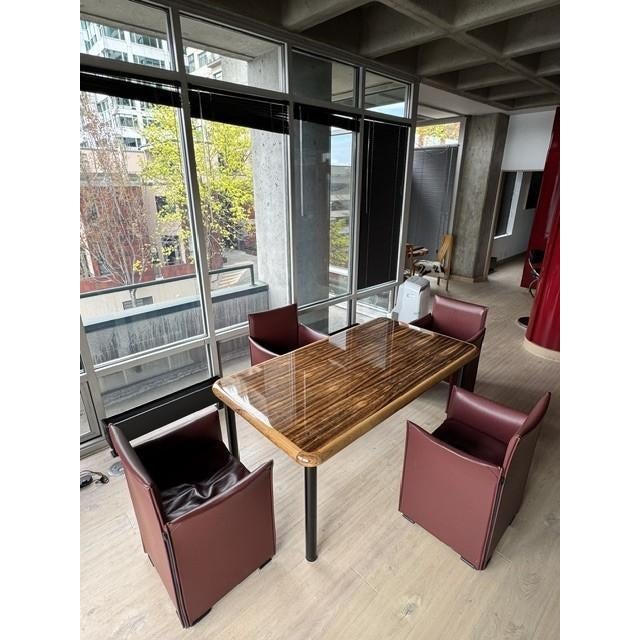 Mario Bellini for Cassina “Break” Chairs (Set of 4) + Modern Custom Zebrawood Table — Italian Modern Dining Set For Sale - Image 16 of 17
