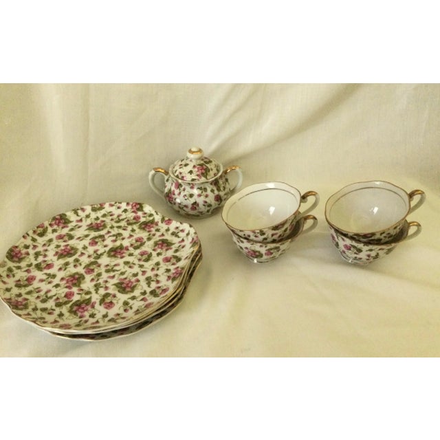 Vintage Tea Cup and Saucer Set, Made in Japan- Set of 9 For Sale - Image 11 of 13