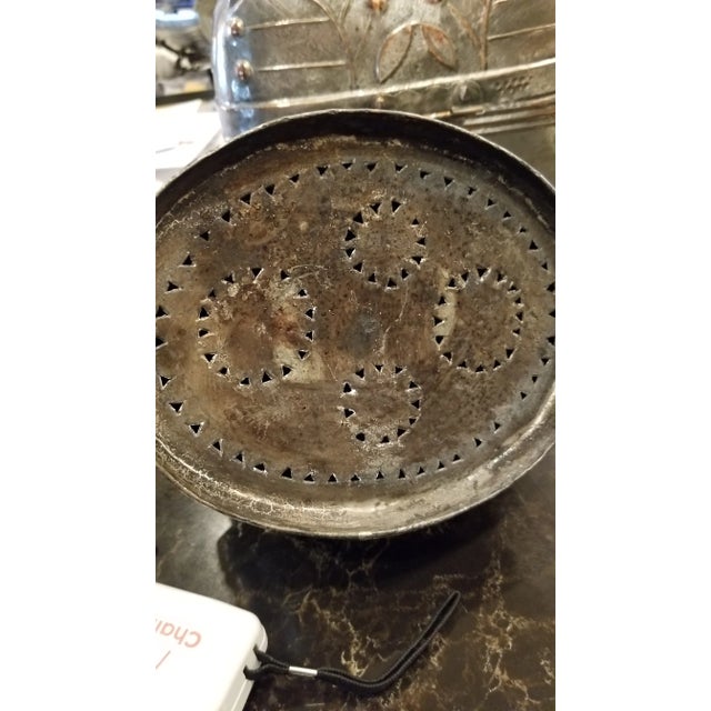 Collection of three antique silvered copper storage boxes from the Far East... the round ball shaped one is lacking it's...