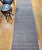 Antique American Amish Rag Runner, Handwoven Wool & Cotton, Stripe Pattern, Gray & Blue, 3x14 For Sale - Image 4 of 12