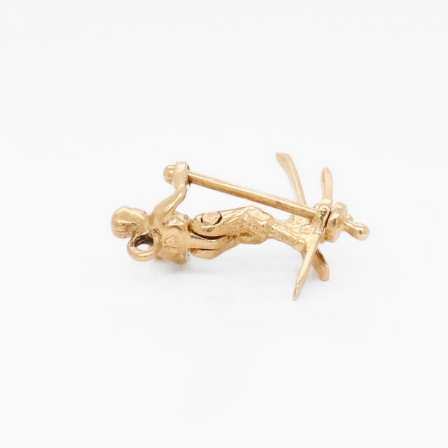 Vintage 14k Gold Kinetic Figural Skier Charm for a Bracelet For Sale - Image 10 of 11