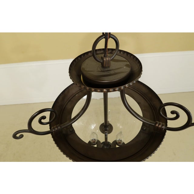 1990s Bell Form Glass Hanging Chandelier Light Fixture For Sale - Image 5 of 6