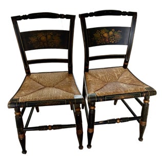 Vintage Hitchcock Set of Two Americana Side Chairs, a Pair For Sale