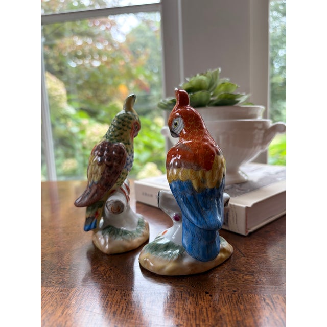 Mid 20th Century Pair of Porcelain Parrots For Sale - Image 5 of 6