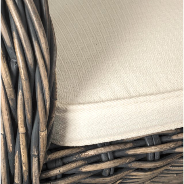 Wicker Club Chair in Black Wash For Sale In Philadelphia - Image 6 of 7