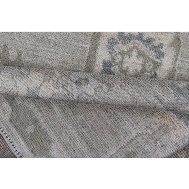 Afghanistan Oushak Rug With Soft Sage Gray Field and Tribal Motifs For Sale - Image 9 of 10